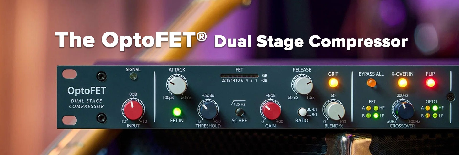 <div>Rupert Neve Designs<br><strong>OptoFET®<br></strong>Dual Stage Compressor</div>